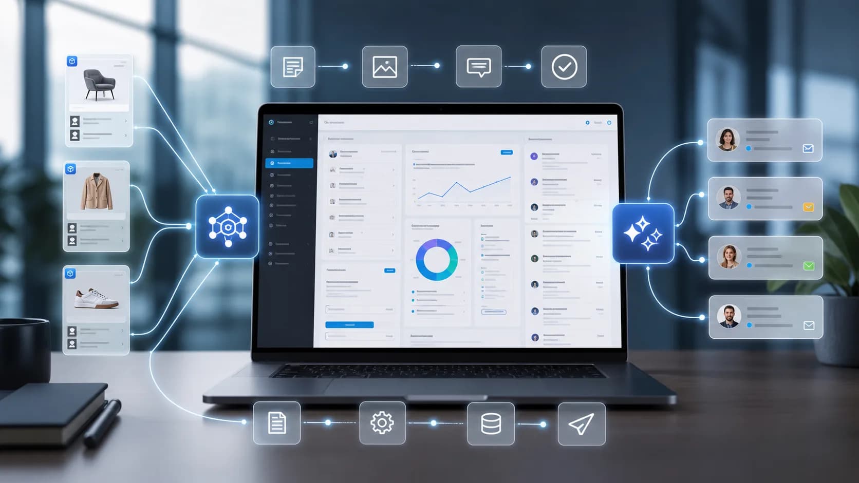 KI-Agenten und Automatisierungsabläufe in einem E-Commerce-Dashboard